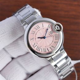 Blauwe ballon V6 Pink Dial Luxe horloge Modepaar Hoogwaardige Jurk Polshorge geïmporteerde roestvrijstalen beweging Ladies Originele Clasp Waterdichte horloges