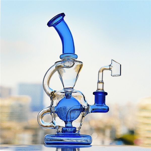Blue Beaker Bong Recycler Glass Bong Ball Inline Dab Rigs Glass Glass Water Bongs Cheap Hookah avec 14mm Banger