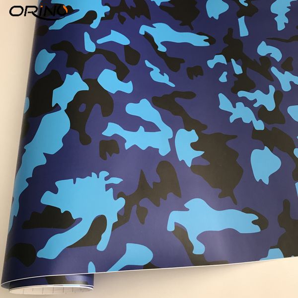 Bleu Noir Camouflage Vinyle De Voiture Wrap Film Camo Autocollant De Voiture Emballage Véhicule Moto Camion Bateau Wrap Feuille avec Bulles D'air Gratuit