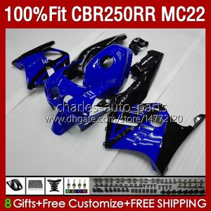 Carenados azul negro para HONDA CBR250 CBR 250RR 250 RR CC 250CC 1990 1991 1993 1994 1996 1997 1998 1999 131No.126 CBR250RR MC22 90 91 92 93 94 95 96 97 98 99 Cuerpo de inyección