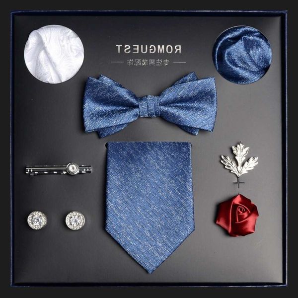 Juego de corbata de hombres negros azules, caja, regalo de negocios formal, regalo para el día de San Valentín de novio y esposo