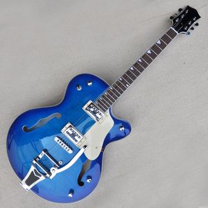 Guitare électrique du corps bleu avec quincaillerie chromée, Fretbotard en palissandre, système de trémolo, fournit un service personnalisé