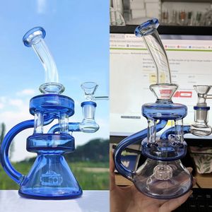 Blue Bong Dab Rig Glass Water Pipe Hookah Bubbler Pink Recycler Oil Rigs 14mm Banger Heady Percolador para fumar Accesorios Dabs