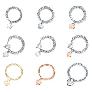 Blauwe doos TF Klassieke designer tiff-armband top T Familie Sterling zilveren dikke ketting Hartvormige OT-gesparmband Di Love Style Sieraden Live-uitzending