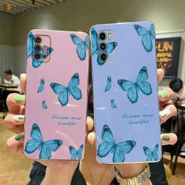 Blue Butterfly Placing Silicone Phone Doy On For Motorola Moto G60 G30 G40F G22 G52 G20 G9 G9 Power E7 plus E20 EDG E20