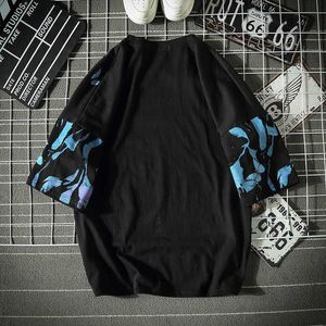 Blauwe Butterfly T-shirt Mannen 2021 Harajuku Hip Hop Korte Mouw Tees Casual Tops Streetwear Oversized T-shirts Katoen Mens Kleding Y0809