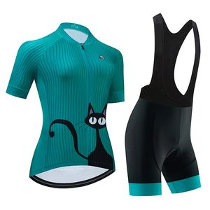 Blue Cat Pro Women Summer Cycling Jersey Set korte mouw mountainbike fietskleding ademende mtb fiets kleding slijtage v9