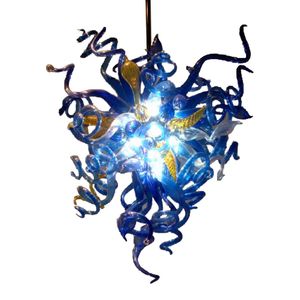 Lustres bleus lampe ampoules LED de haute qualité maison hôtel décoration de mariage lustre en verre de Murano soufflé à la main 28 pouces
