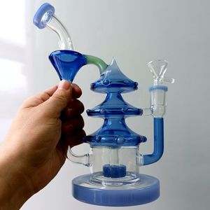 Blauwe Kerstboom Vorm Glazen Bong Waterpijpen Delicate Dab Rig met Band Percolator Oliebrander Rookpijp