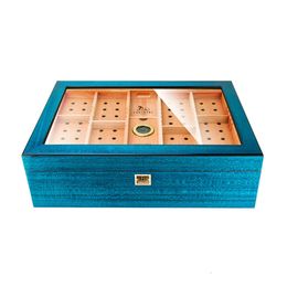 Bleu Cigar Wood Boîtres Piano Cuano Paint Casque en gros cèdre Cédaire Cigar Humidor en vrac