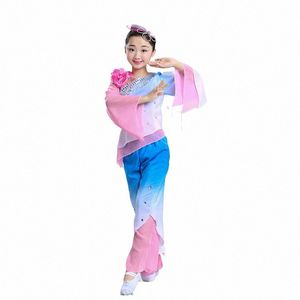 Blue Classic Dance S for Girls Kindergarten Performance Performance Clothes Festival School Dance Suit Fairy Wear O9FD #