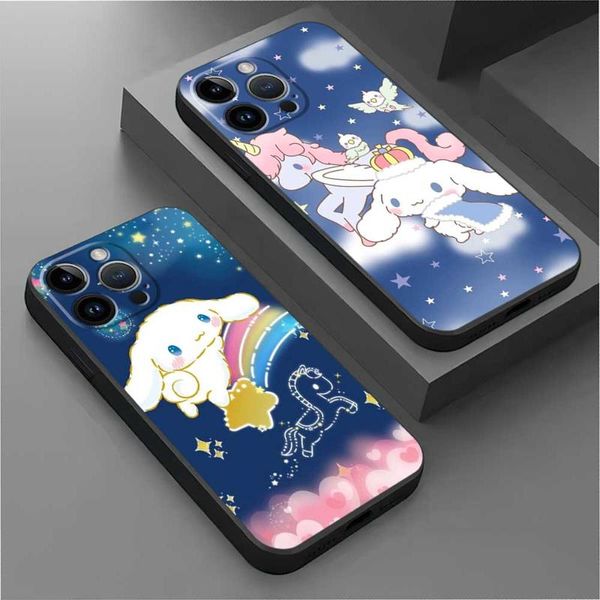 Color azul Cinnamoroll Rainbow Unicornio de unicornio para iPhone 14 11 13 12 Pro Max XR x XS 8 7 6 6s más Mini Silicone Cover