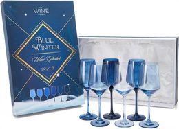 Verres à vin de couleur bleue ensemble 12 oz de cristal coloré 6 multiples couleurs de la marine en verre de vacances spéciales célébrations 240408