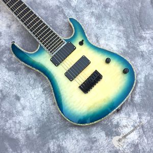 Color personalizado acanalado azul del logotipo del hardware del negro de la guitarra eléctrica de las cuerdas del top 8 adaptable