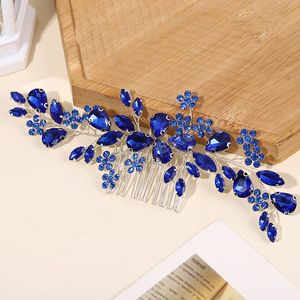 Blauw Crsytal Haar Kam Prachtige Haaraccessoires Strass Haar Sieraden Haarspeldjes Haarspeldjes Voor Vrouwen Haar Ornamenten Decor