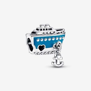 Charme de bateau de croisière bleu Pandoras 925 Sterling Silver Luxury Charm Set Bracelet Fabrication de perles Charms Designer Collier Pendentif Boîte originale TOP qualité en gros