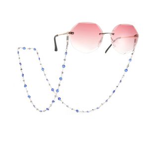 Cristal bleu perlé lunettes cordon collier anti-dérapant chaîne cou support lecture lanière sangle corde lunettes accessoires