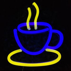 Blue Cup Sign Drinks Coffee Shop Home décoration murale néon fait main 12 V Super Bright