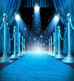 Telones de fondo de vinilo con foco de escenario de cortina azul, fondos de cabina Po con destellos brillantes para accesorios románticos de estudio de boda53537036034229