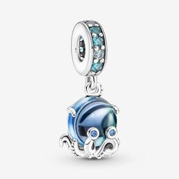 Bleu mignon Octopus Dangle Charm Pandoras 925 Sterling Silver Luxury Charm Set Bracelet Making Charms Designer Collier Pendentif Boîte d'origine TOP qualité en gros