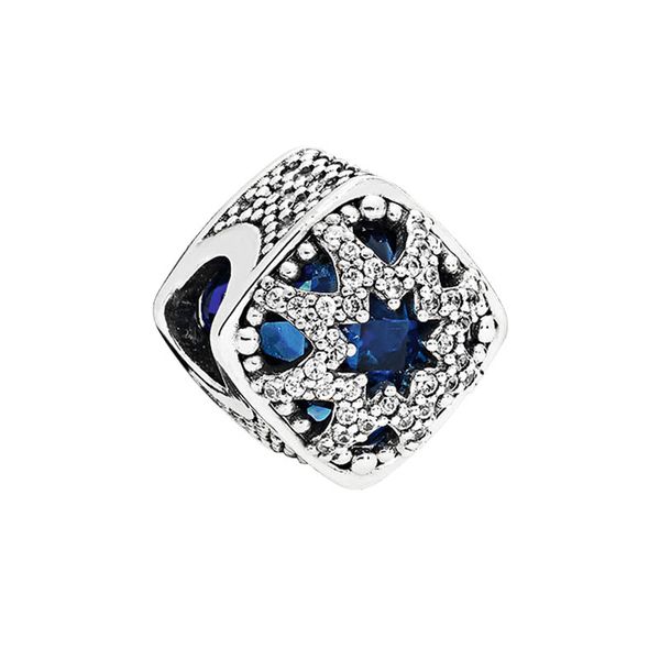 Bleu CZ diamant Carré Charme Authentique En Argent Sterling Femmes Bijoux accessoires avec Boîte D'origine Pour Pandora Bracelet Bracelet Making Charms Set