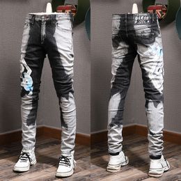 Jeans de dégâts bleus hommes pantalon denim populaire pantalon de crayon Cowboy pantalon slim fit pantalon féminin jean megogh-12 cxg2308148
