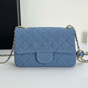 Blauwe denim kralen kettingtas ontwerper tas luxurys handtassen klassieke schoudertas vrouw draagtas lederen crossbody tas portemonnee diner make -uptassen