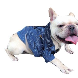 Blauw denim jasje huisdier jas brief jacquard puppy sweatshirt hond kleding bulldog corgi teddy huisdieren kleding