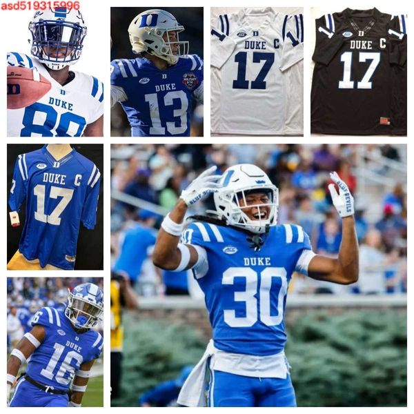 Maillot de football des Blue Devils 7 Al Blades Jr. 19 Vincent Anthony Jr. 63 Jacob Monk 90 Dewayne Carter 1 Myles Jones 6 Eli Pancol 5