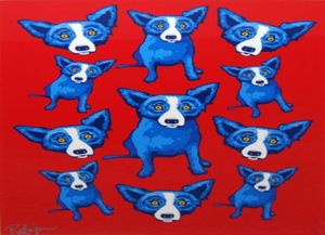 Terapia de grupo de perros azules, pintura al óleo auténtica de alta calidad, pintada a mano, decoración de pared del hogar, arte sobre lienzo 6264898