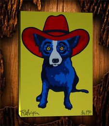Blauwe Hond Op zoek naar Gary Cooper1 Stuks Canvas Prints Wall Art Olieverfschilderij Home Decor UnframedFramed 24X324976966