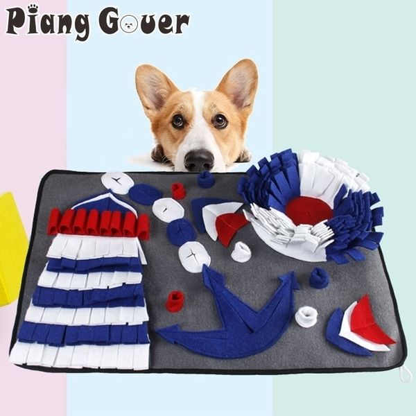 Blue Dog Sniffing Mat Find Food Training Blanket Cat Play Toy pour soulager le stress Puzzle Pet Pad Y200330