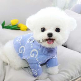 Blue Dog Sweater Creative Letter Puppy Knit trui Pet herfst/winterkleding teddy warme pullover bichon zachte thuiskleding hkd230812