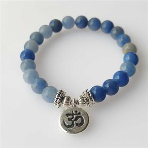 Bracelet perlé à dongling bleu Lotus 3d Symbol Lovers Bouded Breded