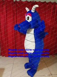 Costume de mascotte Dragon bleu Loong pour adulte, personnage de dessin animé, tenue d'anniversaire, félicitations, performance d'action, zx2943