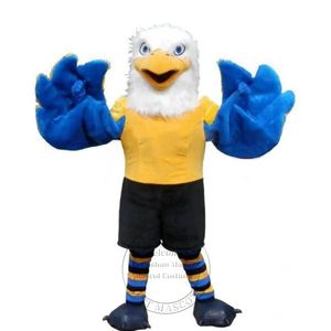 Blue Eagle / Hawk mascottekostuum themakostuum voor sportspellen Full Body Props Outfit Custom fancy kostuum