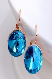 Blue Earing Echte Oostenrijkse Crystal Stud -oorbellen voor vrouwen Wedding Gold Earings Fashion Jewelry 2020 Drop Jewellery8396186