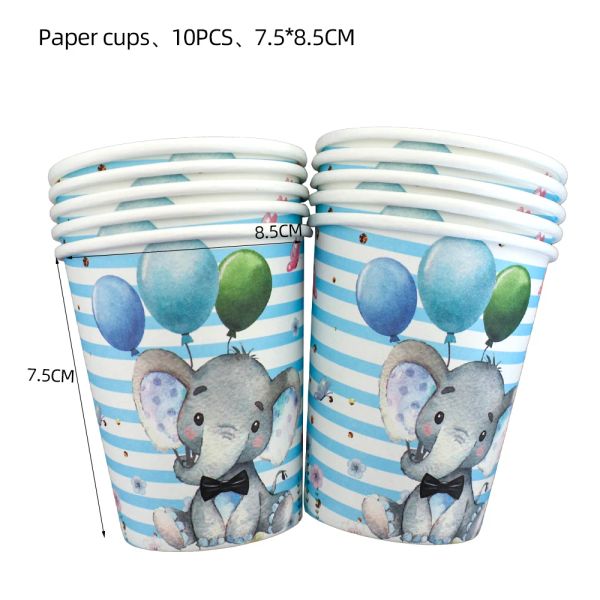 Blue Elephant Theme Disposable Party Table Varelle mignon Animal Birthday Party décor Set Paper Plates NAPKIN