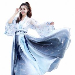Costumes de danse de broderie bleue Hanfu femmes fée chinoise Dr chanteurs Festival Rave tenue dames vêtements de performance DC3193 v9VH #