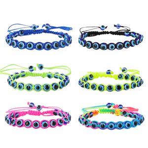 Bracelet perlé bleu mauvais œil Bracelets de corde réglables Kabbale Protection amitié tissé à la main turc chanceux pour hommes femmes