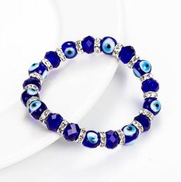 Blauw Evil Eye Crystal kralen strengen Elastische armbanden Handgemaakte Lucky Blue Eyes kralen Bracelet sieraden voor vrouwen