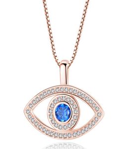 Blue Evil Eye Pendant ketting Luxe kristal CZ sleutelbeen ketting zilveren roségouden sieraden derde oog zirkon ketting mode birt6674680