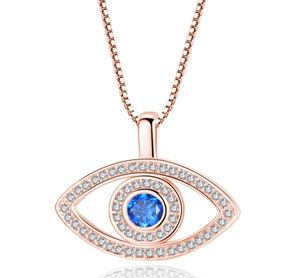 Collier pendentif bleu mauvais œil cristal de luxe CZ collier clavicule argent Rose or bijoux troisième oeil Zircon collier mode Birt4523298