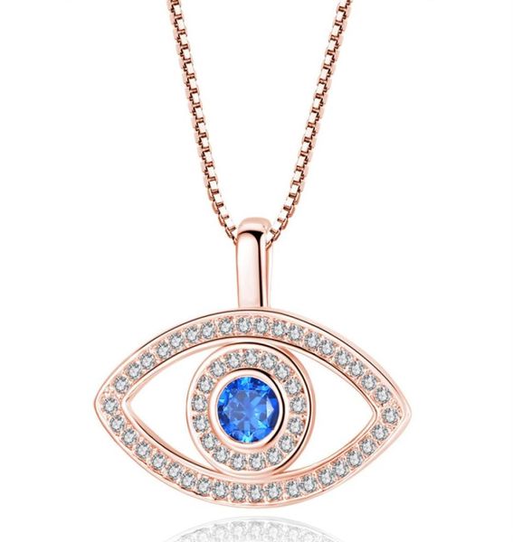 Collier pendentif pour les yeux Blue Evil Crystal Collier CZ Collier Silver Rose Gold Jewelry Third Eye Zircon Collier Fashion Birt7857287