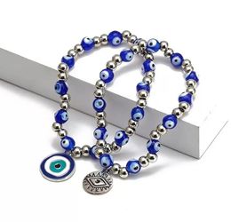 Bleu mauvais yeux perles brins bracelets porte-bonheur mode perles extensibles Bracelet bracelets chanceux turc pendentif bijoux