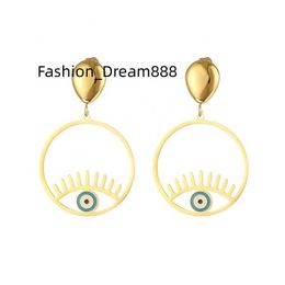 Blue Eyes Fijne Moderne Unieke 18K Vergulde Roestvrij Stalen Sieraden Mode Turkse Evil Eye Charm Drop Oorknopjes voor Vrouwen