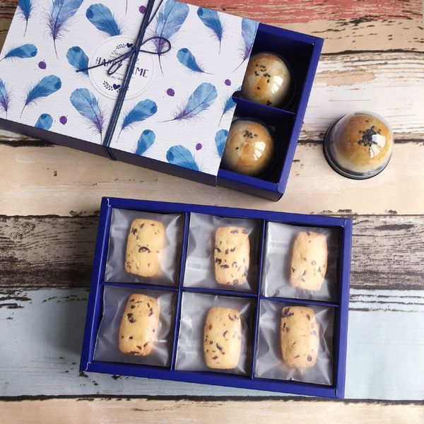 Plume bleue bricolage boîte-cadeau carton biscuit gâteau emballage boîte carton fête de mariage boîte à bonbons