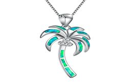 Blue Fire Opal Coconut Palm Tree Pendant en 925 Bijoux en argent sterling Femmes 039 Collier pour Gift7940568