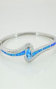 Blue Fire Opal Zirconia 925 zilveren armband geheel voor vrouwen sieraden Bangle Bracelet3388209