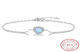 Blue Fire Opal Link Chain Joyería de boda 925 Pulseras de plata esterlina Accesorios de pulsera de forma redonda europea Joyería para WO8072855